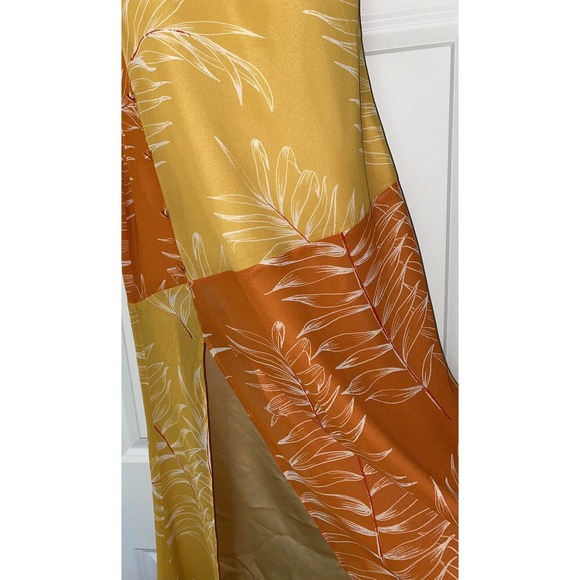 CAMILA COELHO Vivienne midi dress Orange Yellow SMALL revolve w/extra button - Picture 3 of 11